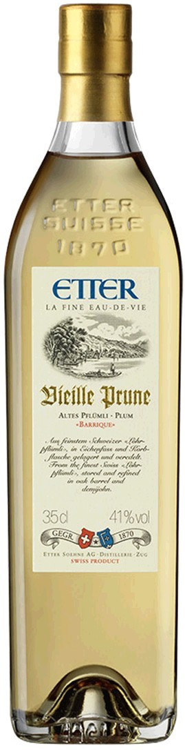 Etter Vieille Prune in Geschenkpackung Alte Schweizer Löhrpflaume, 41% Vol. Etter Söhne AG Distillerie Zug 