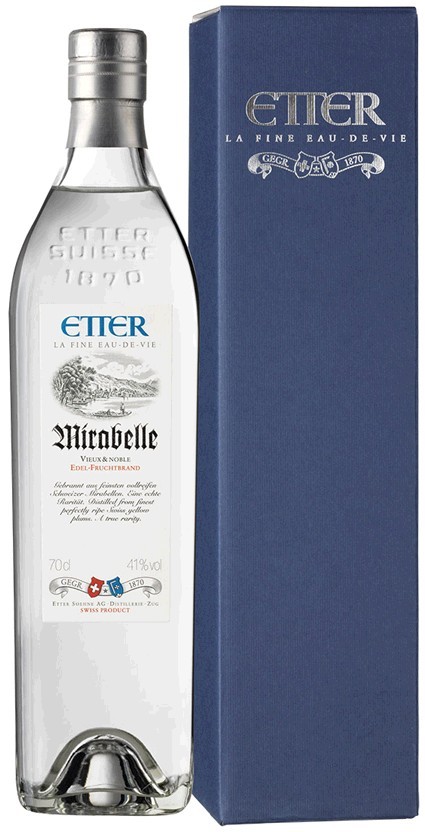 Etter Mirabelle in Geschenkverpackung Schweizer Mirabelle, 41% Vol. Etter Söhne AG Distillerie Zug 