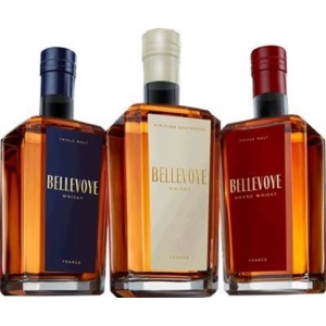 Bellevoye Trio 3x0,2l Whisky aus Frankreich Je 1x0,2l Bleu + Blanc 40%vol, Rouge 43%vol  Les Bienheureux 